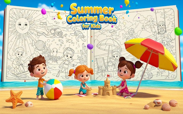 Summer Coloring Book for Kids - Relaxing Digital Art Game